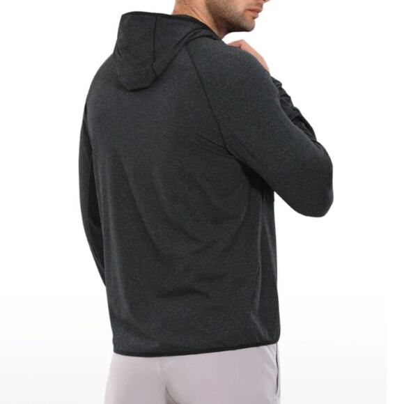 CRZ YOGA Men's Brushed Full Zip Hoodie Black Heather Size L - Picture 2 of 7